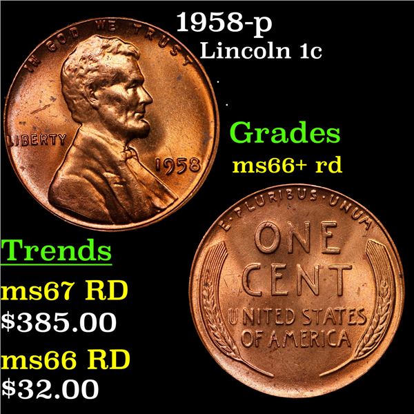 1958-p Lincoln Cent 1c Grades GEM++ RD