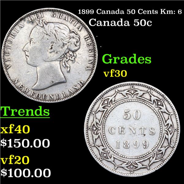 1899 Canada 50 Cents Km: 6 Grades vf++