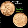 Image 1 : 1935-p Lincoln Cent 1c Grades GEM Unc RB