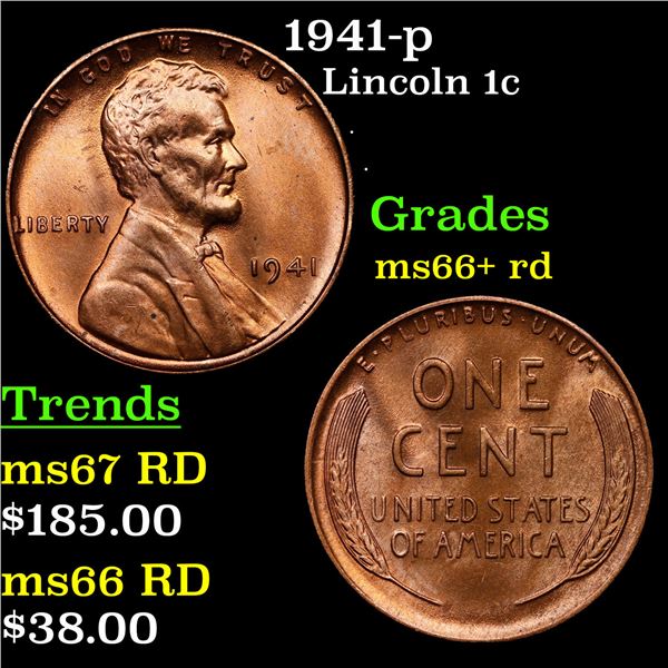 1941-p Lincoln Cent 1c Grades GEM++ RD