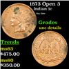 Image 1 : 1873 Open 3 Indian Cent 1c Grades Unc Details