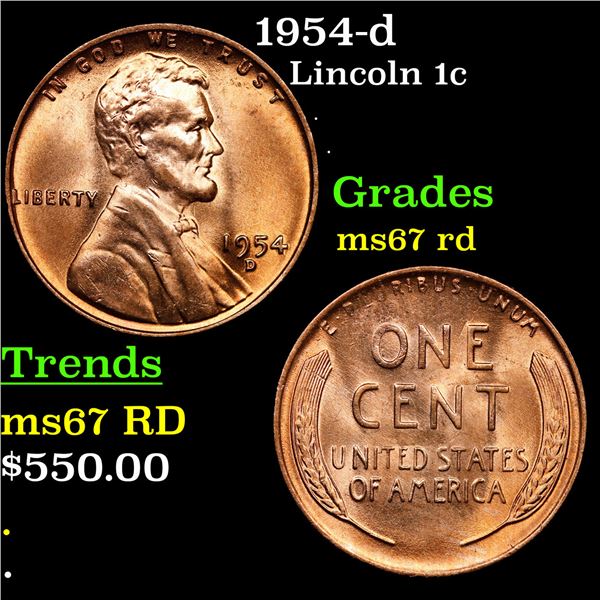 1954-d Lincoln Cent 1c Grades GEM++ Unc RD