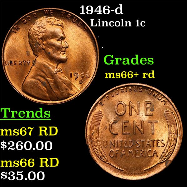 1946-d Lincoln Cent 1c Grades GEM++ RD