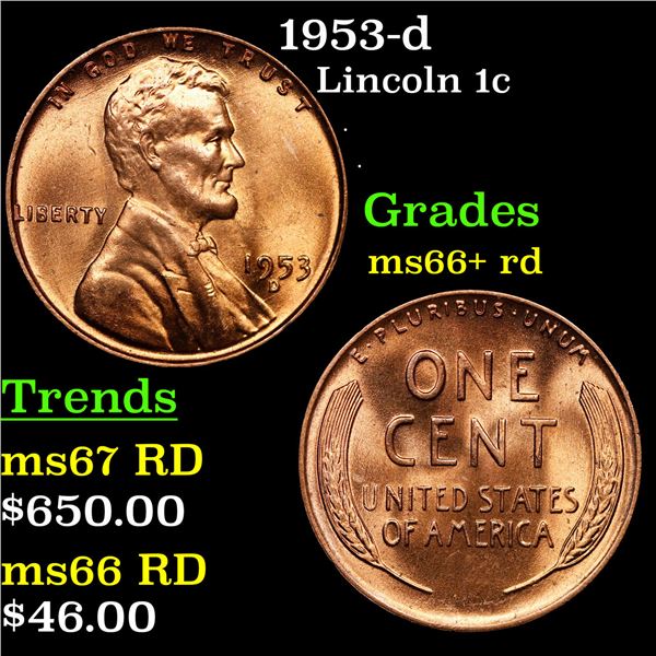 1953-d Lincoln Cent 1c Grades GEM++ RD