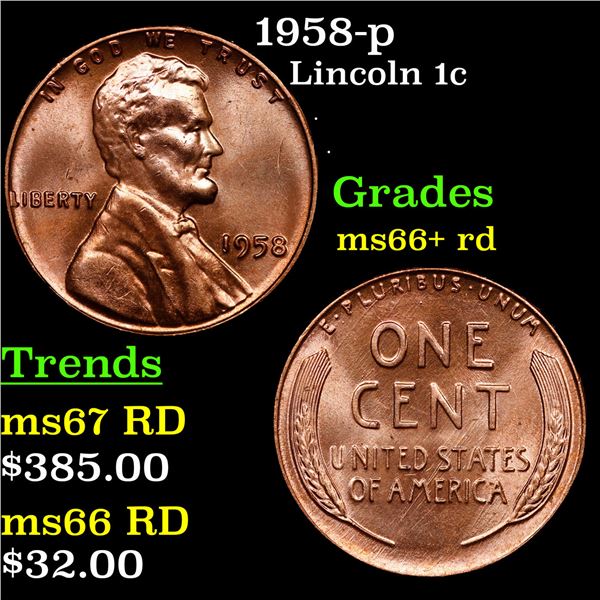 1958-p Lincoln Cent 1c Grades GEM++ RD