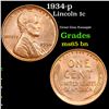 Image 1 : 1934-p Lincoln Cent 1c Grades GEM Unc BN