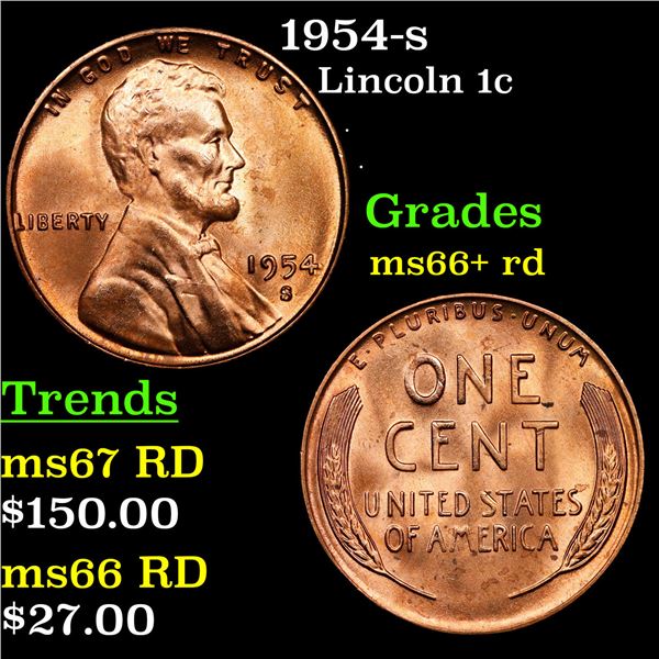 1954-s Lincoln Cent 1c Grades GEM++ RD