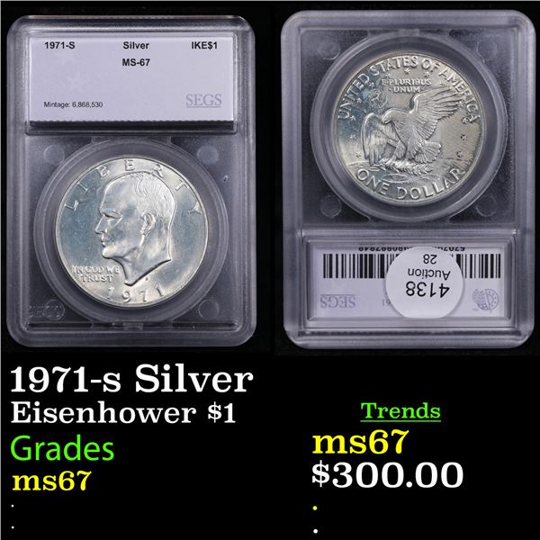 1971-s Silver Eisenhower Dollar $1 Graded ms67 By SEGS