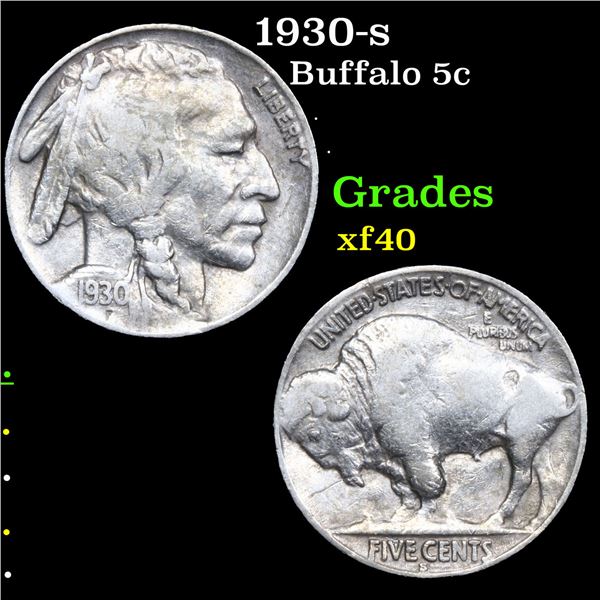 1930-s Buffalo Nickel 5c Grades xf