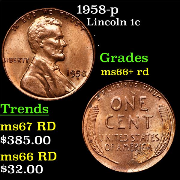 1958-p Lincoln Cent 1c Grades GEM++ RD