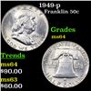 Image 1 : 1949-p Franklin Half Dollar 50c Grades Choice Unc