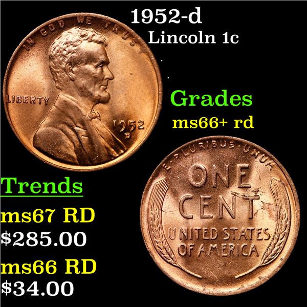 1952-d Lincoln Cent 1c Grades GEM++ RD