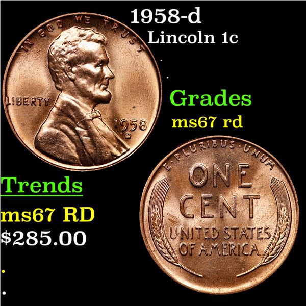 1958-d Lincoln Cent 1c Grades GEM++ Unc RD