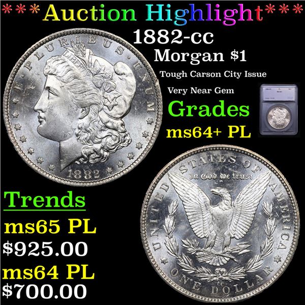 ***Auction Highlight*** 1882-cc Morgan Dollar $1 Graded ms64+ PL By SEGS (fc)
