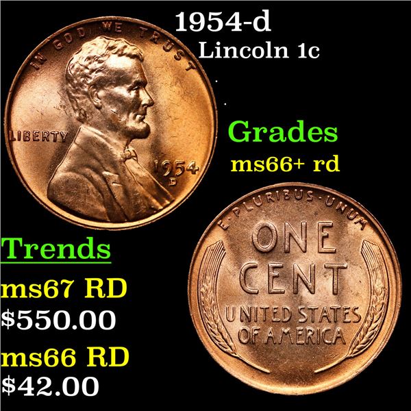 1954-d Lincoln Cent 1c Grades GEM++ RD