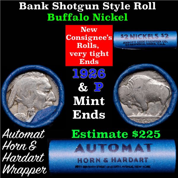 Buffalo Nickel Shotgun Roll in Old Bank Style 'Abbott Coin Counter & Automat' Wrapper 1926 & p Mint 
