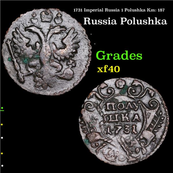 1731 Imperial Russia 1 Polushka Km: 187 Grades xf