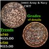 Image 1 : (1863) Army & Navy Civil War Token 1c Grades vf+