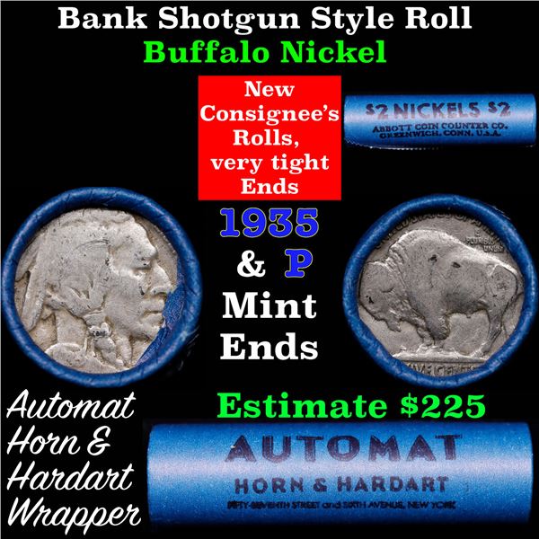 Buffalo Nickel Shotgun Roll in Old Bank Style 'Abbott Coin Counter & Automat' Wrapper 1933 & p Mint 