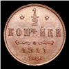 Image 3 : 1911 Imperial Russia 1/2 Kopeks Km: 48.1 Grades Select Unc