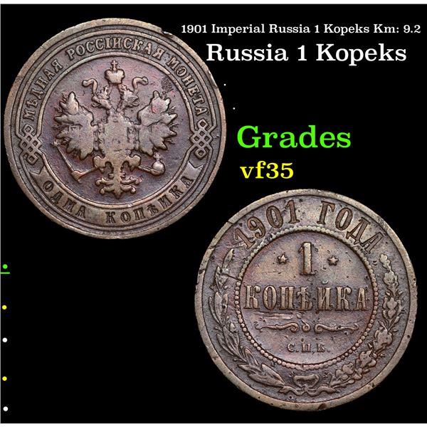 1901 Imperial Russia 1 Kopeks Km: 9.2 Grades vf++
