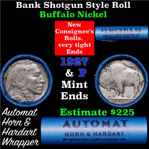 Buffalo Nickel Shotgun Roll in Old Bank Style 'Abbott Coin Counter & Automat' Wrapper 1937 & p Mint 