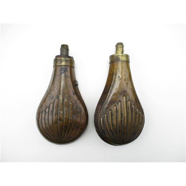 ANTIQUE BRASS POWDER FLASK LOT