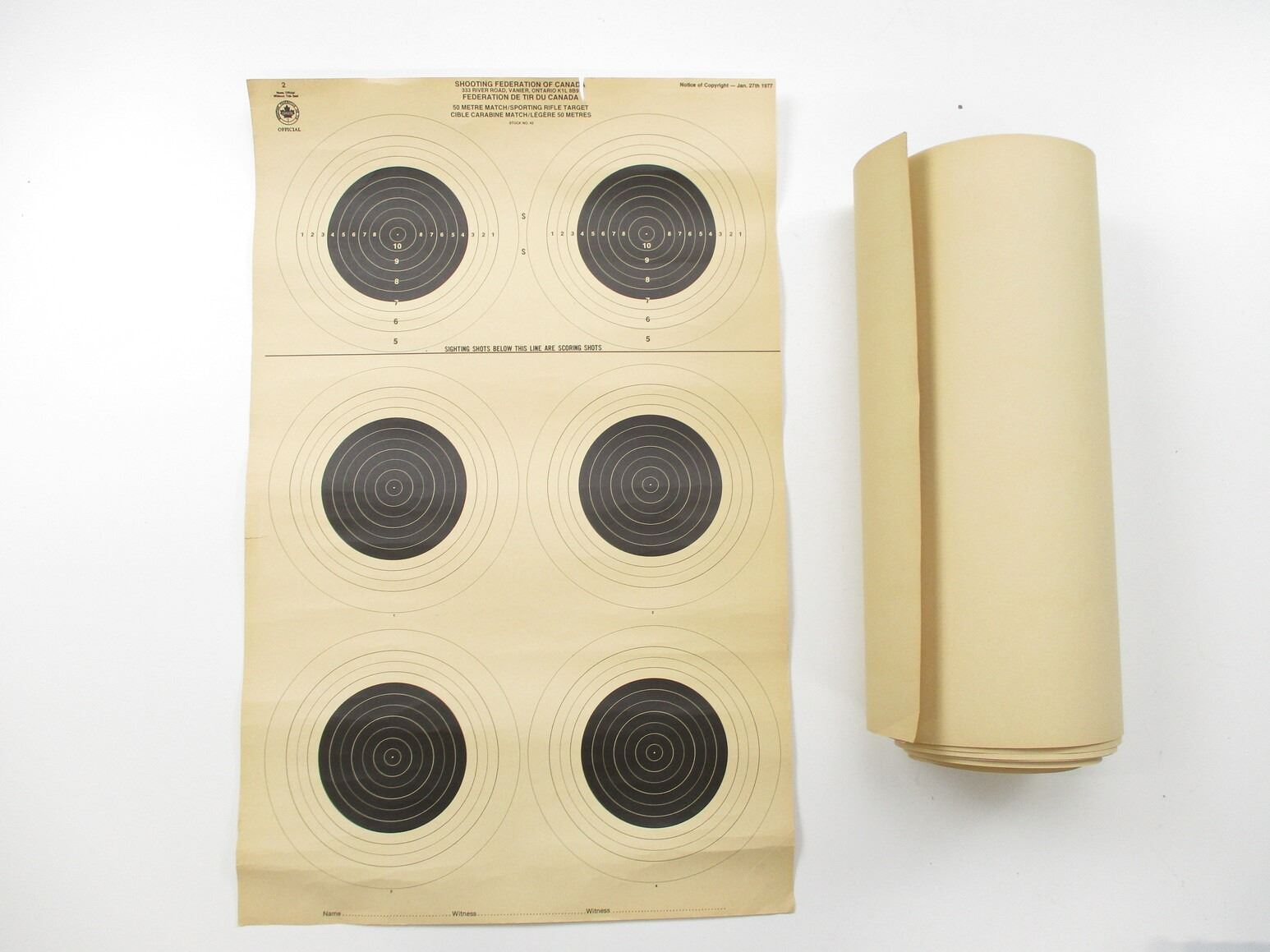 Canadian Ball Target Paper SHOOTING FEDERATION OF CANADA PAPER TARGETS
