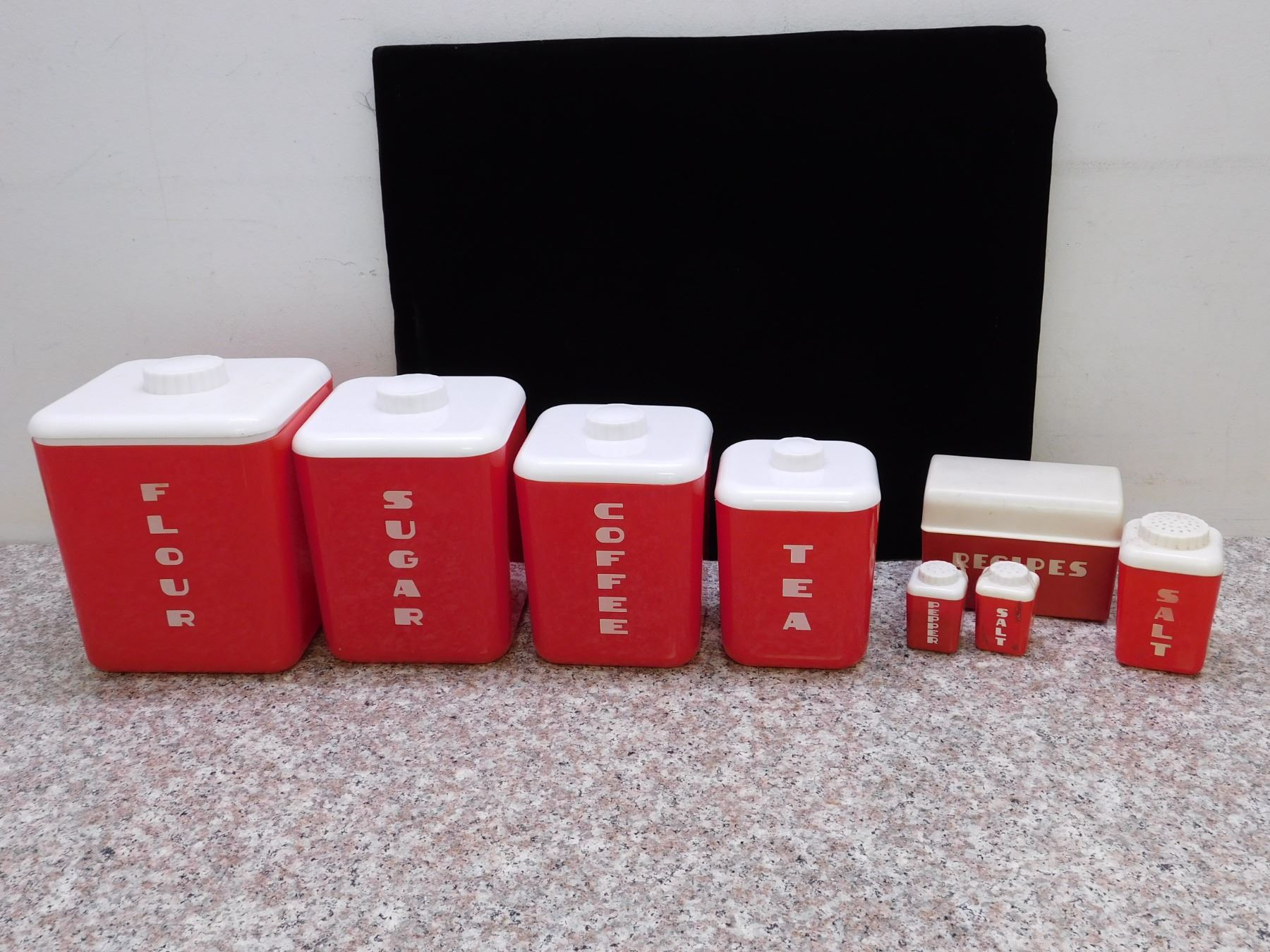Lot of Stacking Nesting Containers Flour Sugar Coffee Tea, Salt Pepper ...