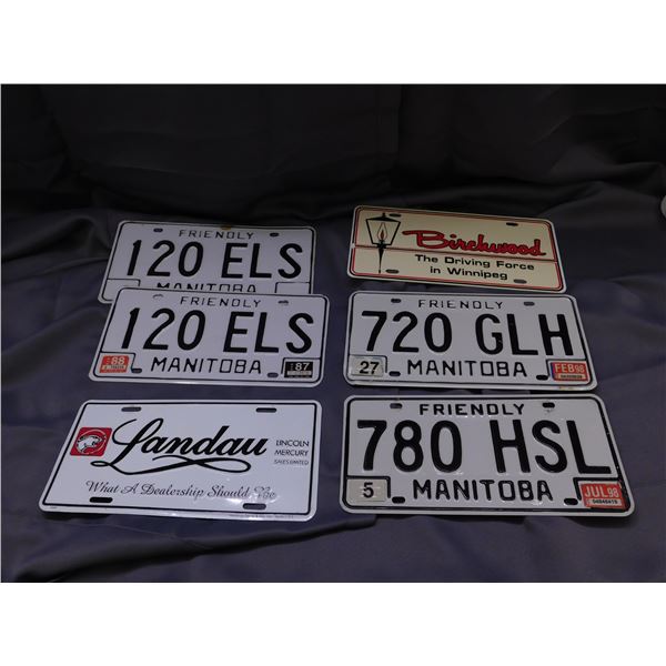 Lot of 6 Manitoba License Plates, Birchwood and Landau Dealership Plates