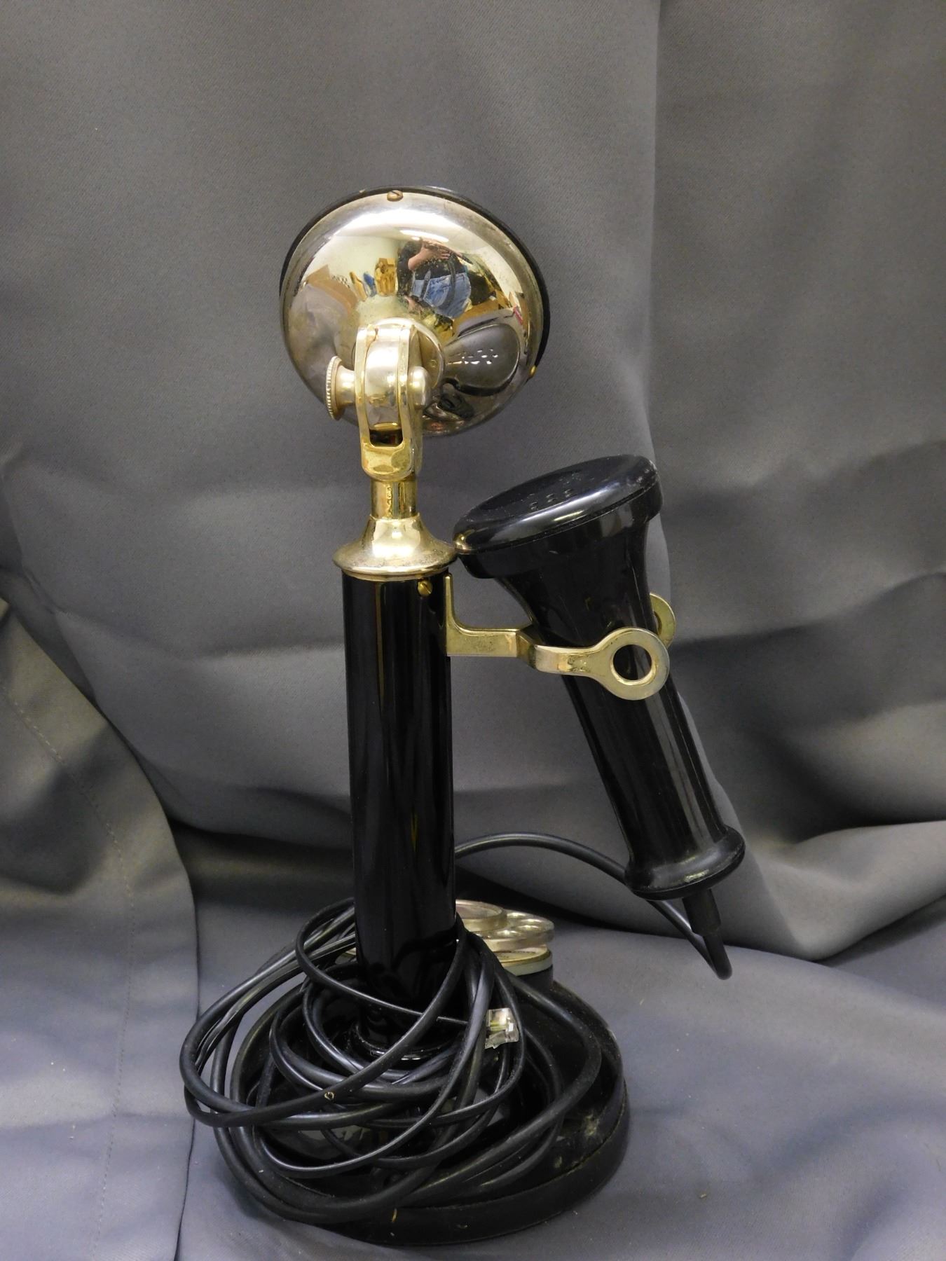 Deco Telephone Candlestick Rotary Phone circa 1970s Model 718946 Black