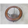 Image 2 : Round Wooden Glass Top Table Metal Frame End Table