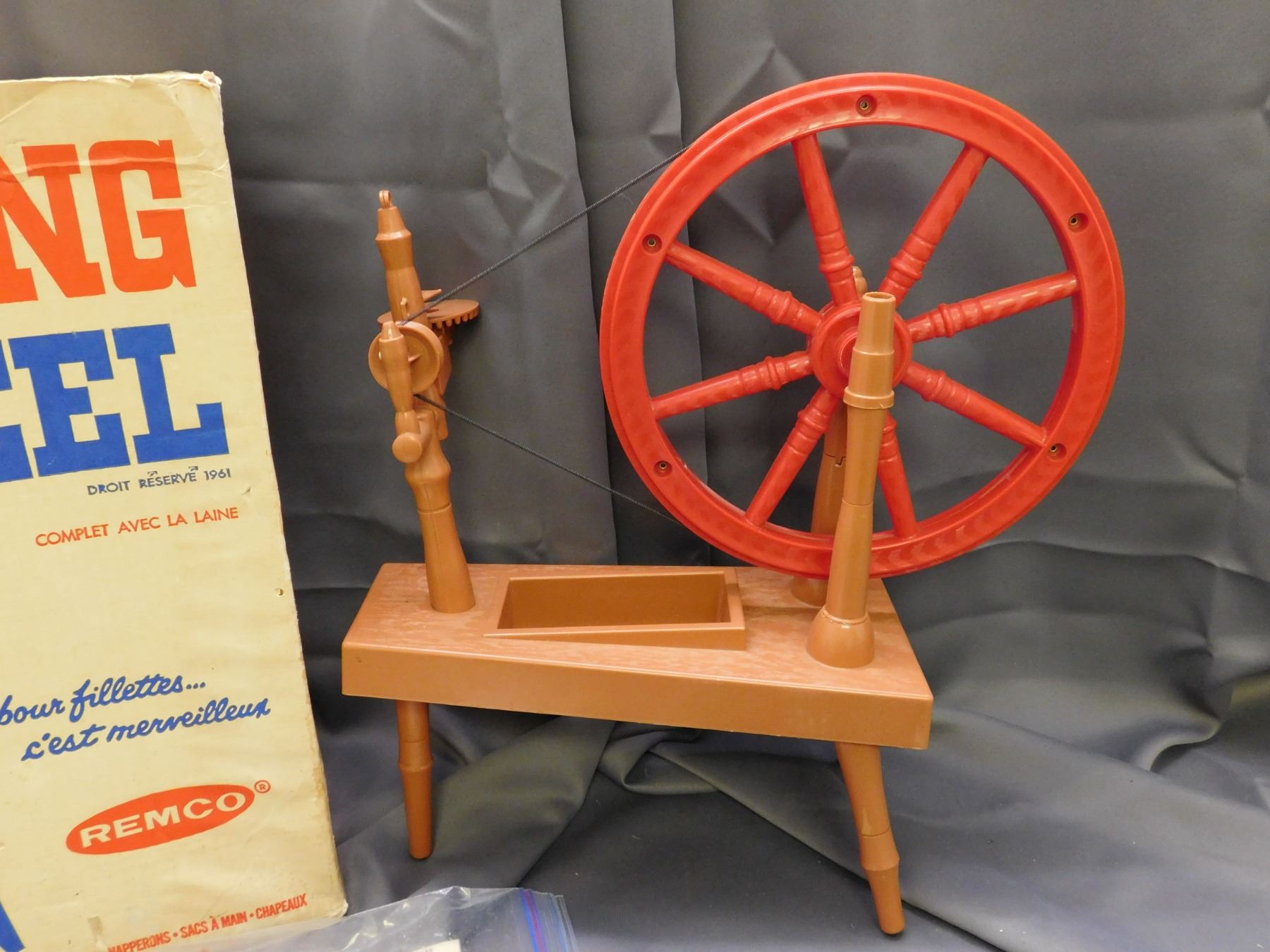 REMCO Little Red Spinning Wheel Vintage Toy In Box