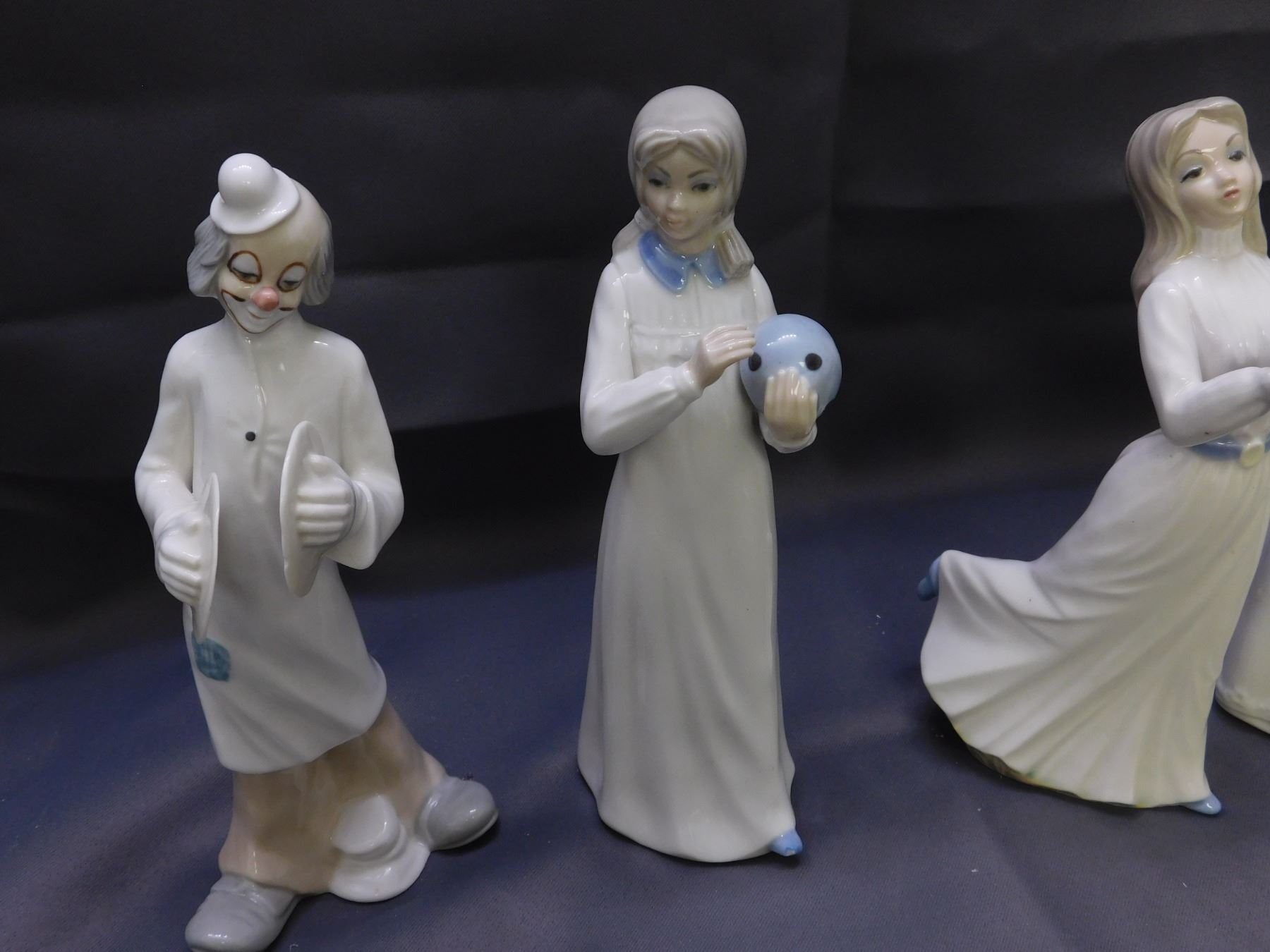 Lot of 5 Tengra Figurines Made in Spain Porcelain Couple, Girl with Dove, Clown, Girl with Ball