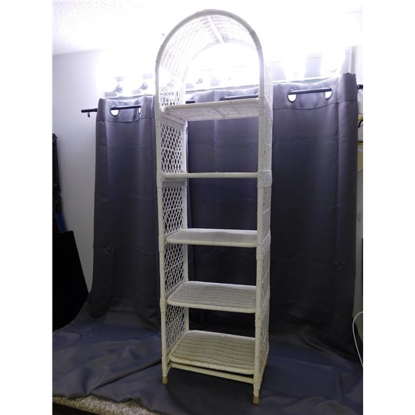 Wicker Shelving Unit White 5 Shelves