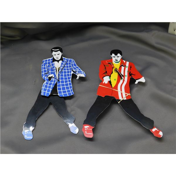 Pair of Elvis Hip Swinging Cutout Wall Clocks