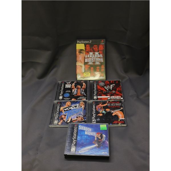 Lot of 6 PS1 Games WWF War Zone, Attitude, WCW nWo, Hardcore Revolution and PS2 Legends Wrestling 2