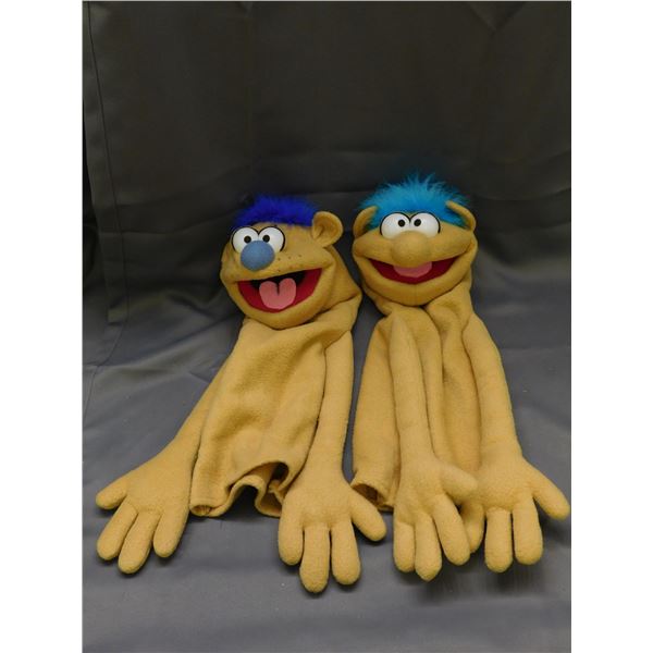 Lot of 2 Vintage Muppets Hand Puppets Blue Haired Boys
