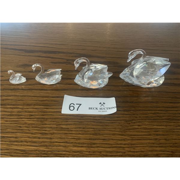 Set of Four Crystal Swans