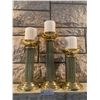 Image 1 : Three Ornate Gold-Toned Candleholders