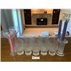 Image 1 : Set of Ten Textured Glasses and Two Pairs of Glass Candleholders