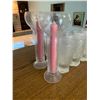 Image 3 : Set of Ten Textured Glasses and Two Pairs of Glass Candleholders