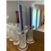 Image 4 : Set of Ten Textured Glasses and Two Pairs of Glass Candleholders