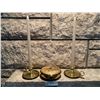 Image 1 : Two Brass Candleholders and Brass Decorative Container
