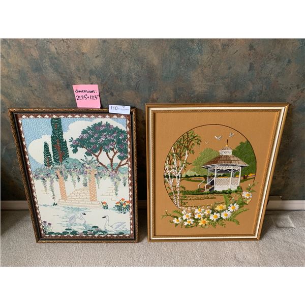 2 x Needlepoint Scenery Artworks