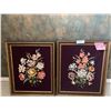Image 1 : 2 x Needlepoint Floral Artworks (21" x 18")