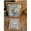 Image 1 : 2 x Framed Artworks - Needlepoint and Floral Print