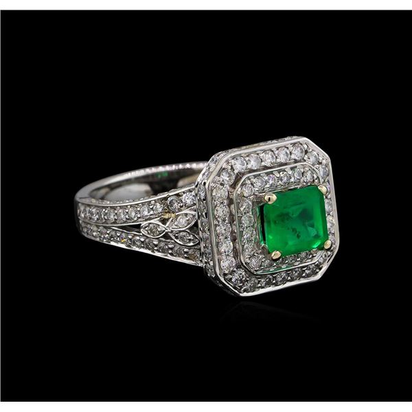 14KT White Gold 0.83 ctw Emerald and Diamond Ring