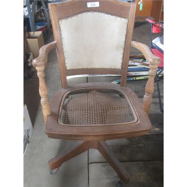 Vintage Wooden Office Chair on Wheels