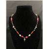 Image 1 : Multi Genuine Stone Necklace, Pearl, Ruby, Tigereye, Coral, Crystal ect